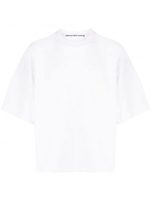 Bavlněné tričko s výšivkou Alexander Wang bílé