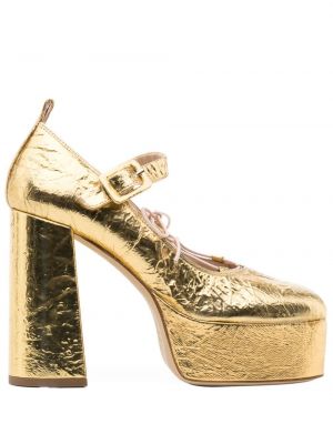 Кожени полуотворени обувки със сърца Simone Rocha златисто