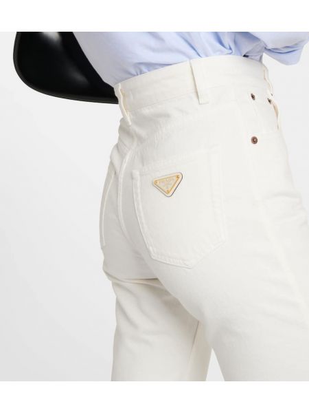 Džínsy s rovným strihom s vysokým pásom Prada biela