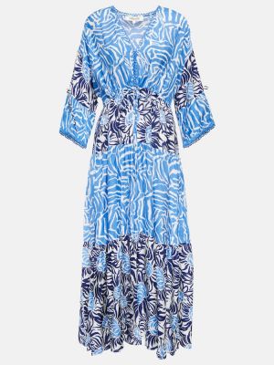 Hedvábné midi šaty Diane Von Furstenberg - modrá