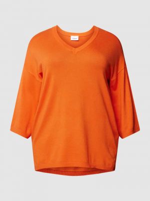 Dzianinowy sweter z dekoltem w serek Fransa Plus pomarańczowy