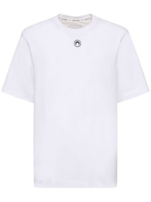 Camiseta de algodón de tela jersey Marine Serre blanco