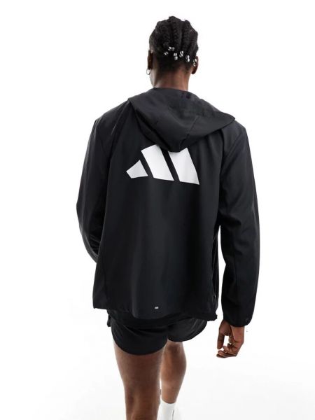Беговая куртка с капюшоном Adidas Performance черная
