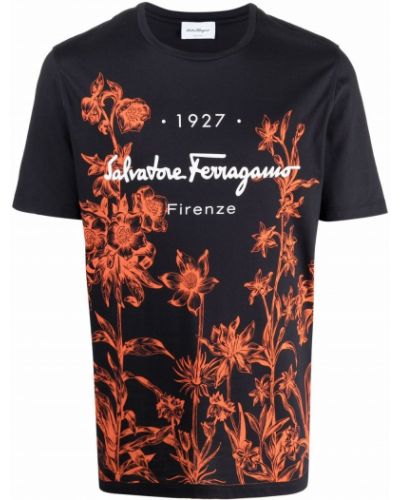 Camiseta de flores Salvatore Ferragamo negro