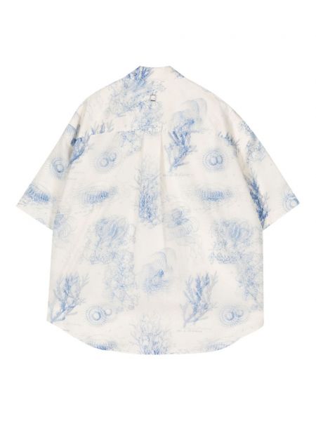 Raštuota medvilninė marškiniai Wooyoungmi mėlyna