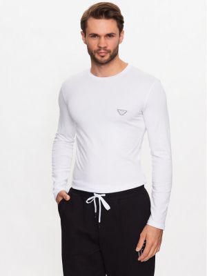 Priliehavé tričko s dlhými rukávmi s dlhými rukávmi Emporio Armani Underwear biela