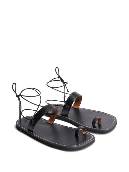 Kožené sandály bez podpatku Dries Van Noten černé
