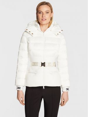 Pernata jakna slim fit Elisabetta Franchi bijela