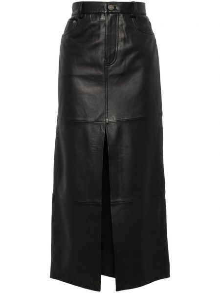 Kožená sukňa Reformation čierna