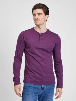 Tričko s dlouhým rukávem s dlouhými rukávy Gap fialové