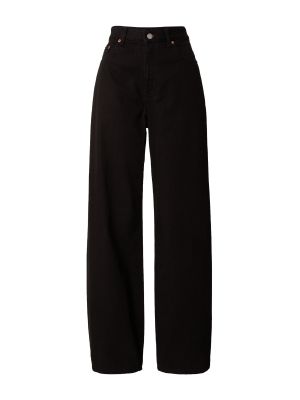 Bavlnené džínsy s vysokým pásom na zips Dr. Denim - čierna