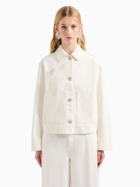 Бавовняна джинсова куртка Emporio Armani біла