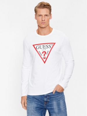 Majica z dolgimi rokavi z dolgimi rokavi Guess bela