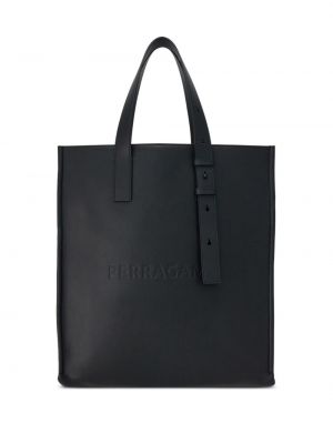 Usnjena nakupovalna torba Ferragamo črna