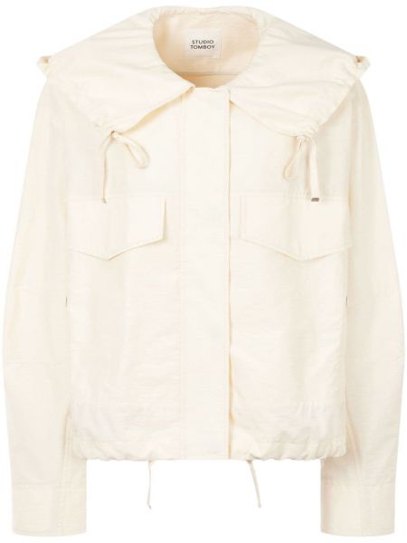 Dlhá bunda na zips s kapucňou Studio Tomboy biela