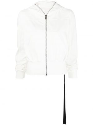 Pamučna hoodie s kapuljačom s patentnim zatvaračem Rick Owens Drkshdw bijela