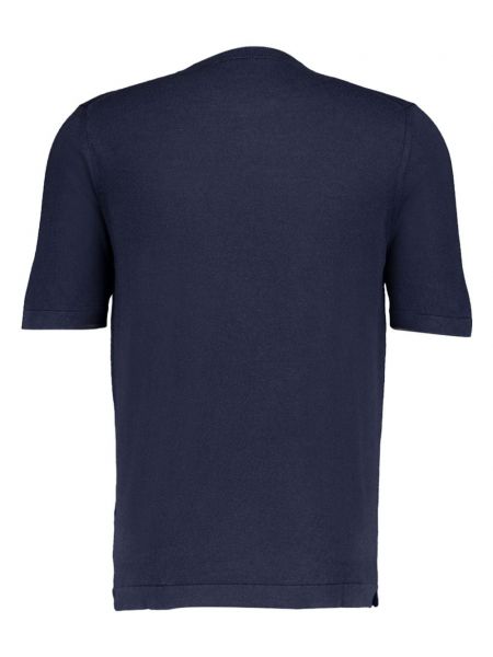 Bavlněné hedvábné tričko s kulatým výstřihem Boglioli modré