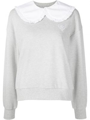 Melange brodert sweatshirt Chocoolate grå