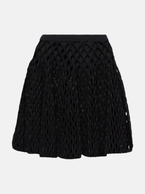 Шерстяная юбка мини с высокой талией Alaïa черная