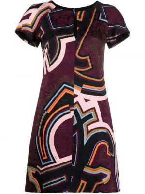 Hedvábné mini šaty na zip s potiskem Emilio Pucci Pre-owned - nachový