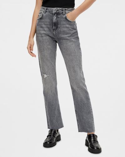 Priliehavé džínsy s rovným strihom Pieces sivá