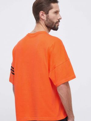 Bavlněné tričko s aplikacemi Adidas Originals oranžové