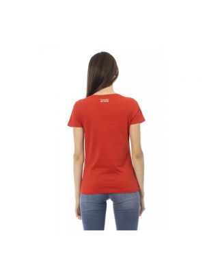 Camiseta de algodón con estampado Trussardi rojo