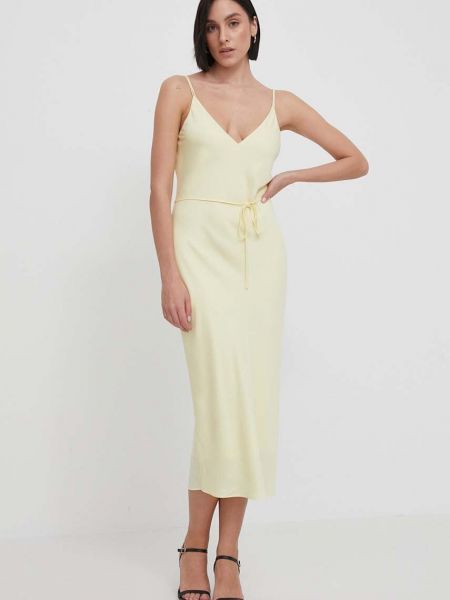 Sukienka długa Calvin Klein żółta