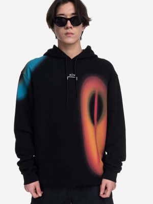 Pamučna hoodie s kapuljačom s printom A-cold-wall* crna