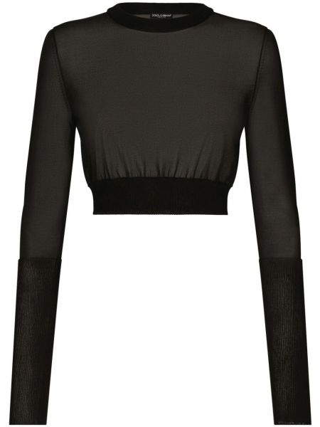 Caurspīdīgs crop topiņš Dolce & Gabbana melns