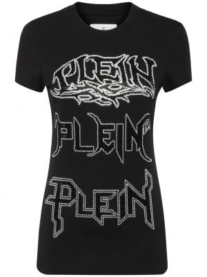 Βαμβακερή μπλούζα Philipp Plein μαύρο