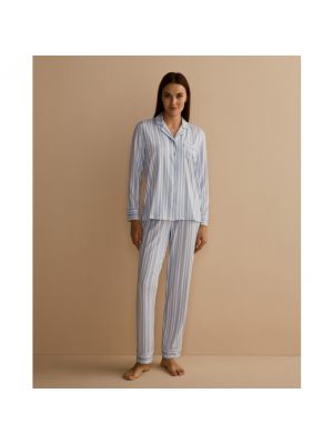 Pijama a rayas con estampado énfasis azul