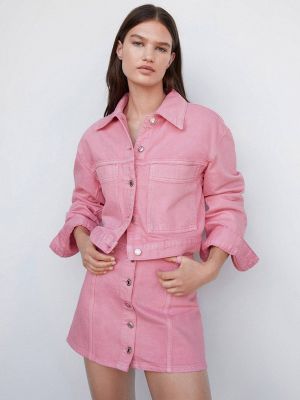 Джинсовая куртка Mango розовая