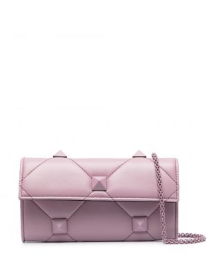 Usnjena pisemska torbica Valentino Garavani vijolična