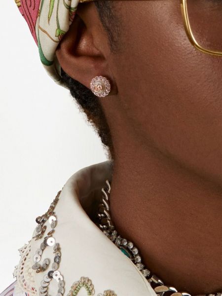 Boucles d'oreilles à imprimé à boucle en cristal Gucci rose
