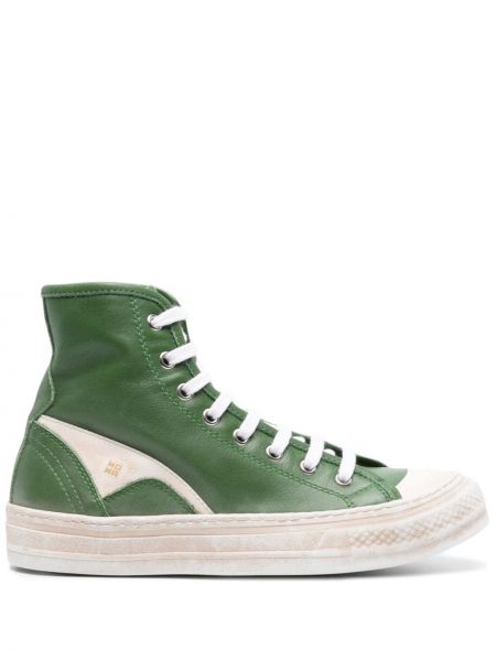 Sneakersy skórzane Moma zielone