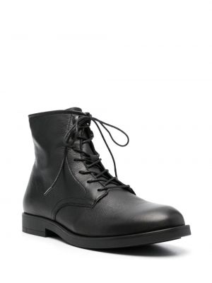 Krajkové kožené šněrovací kotníkové boty Calvin Klein černé