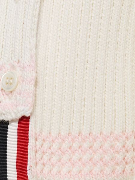 Памучен пуловер на райета с джобове Thom Browne бяло