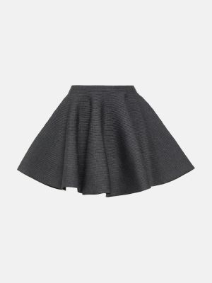Mini falda de lana Alaïa gris