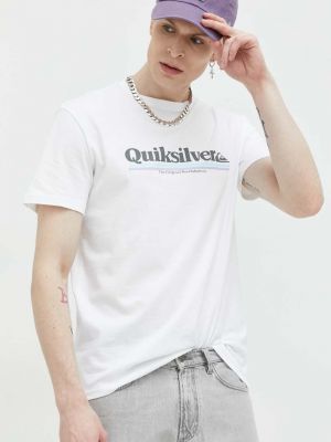 Памучна тениска с дълъг ръкав с принт Quiksilver бяло