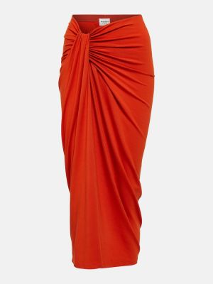 Midi φούστα από ζέρσεϋ Marant Etoile πορτοκαλί