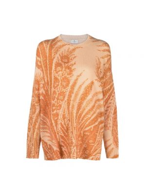 Sweter wełniany Etro pomarańczowy