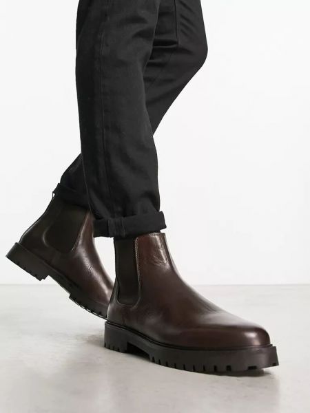 Кожаные ботинки челси чанки Walk London коричневые