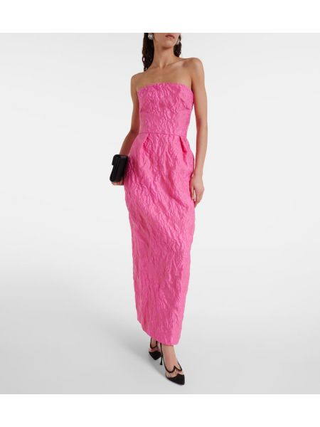 Vestido largo de tejido jacquard Monique Lhuillier rosa