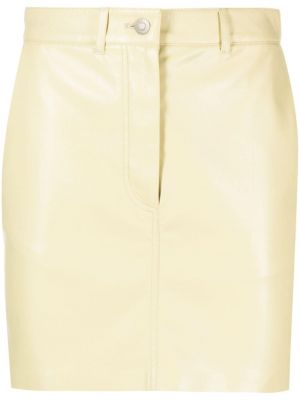 Kožna suknja Nanushka žuta