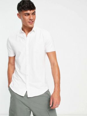 Белая рубашка из джерси с короткими рукавами New Look