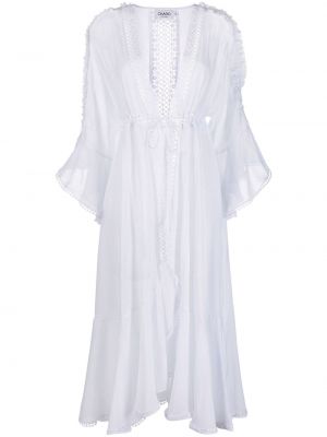 Bavlněné šaty s výšivkou s volány Charo Ruiz Ibiza - bílá