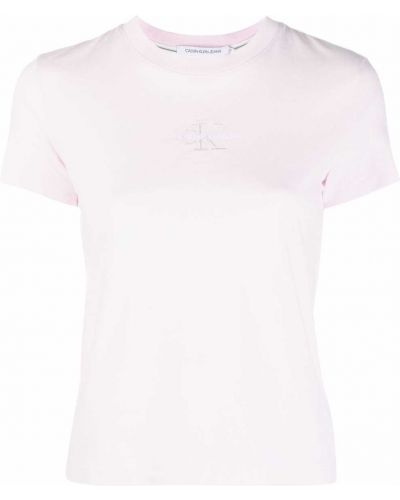 Camiseta con bordado Calvin Klein Jeans rosa
