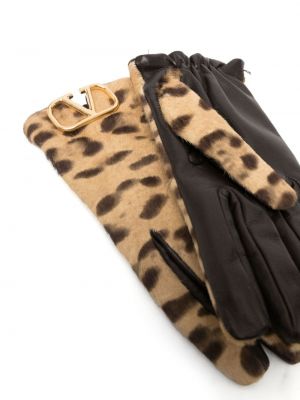 Kašmira cimdi ar apdruku ar leoparda rakstu Valentino Garavani