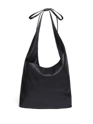Oversized δερμάτινη τσάντα shopper Reformation μαύρο